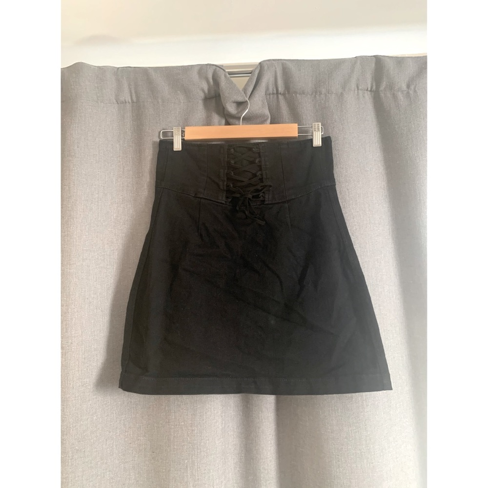 Black Mini Skirt with Lace Up detail
